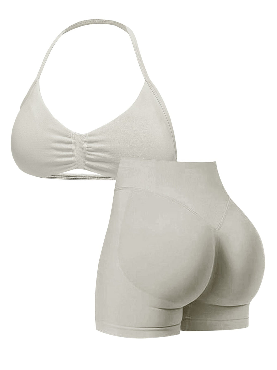 Damen Sport-Bikini-Oberteil mit hoch geschnittenen Shorts und nahtlosem Design