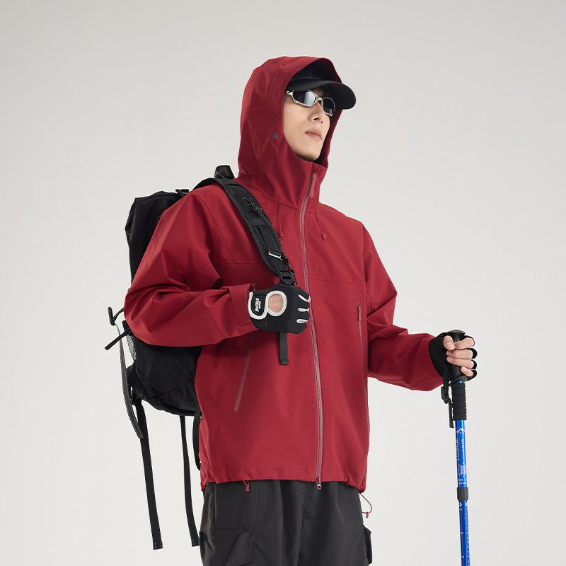Damen Leichte technische Regenjacke im Oversize-Utility-Schnitt mit verstellbarer Kapuze Nord Taschen