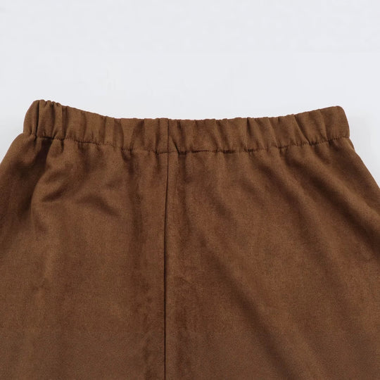 Damen A-Linien Midirock aus Veloursoptik mit hoher Taille Nord Taschen