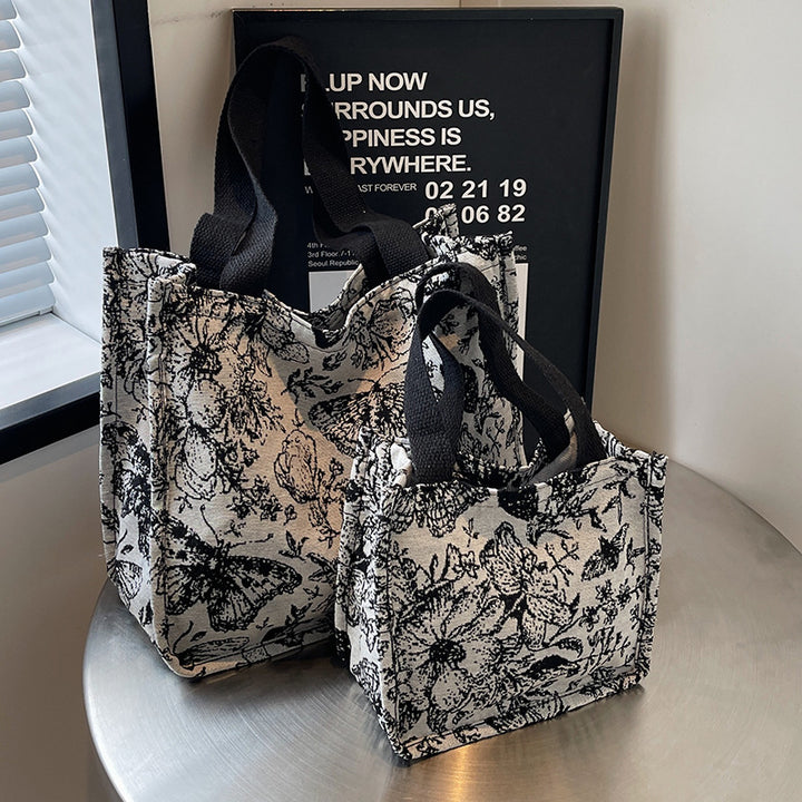 Damen Jute-Handtasche mit floralem Design Nord Taschen