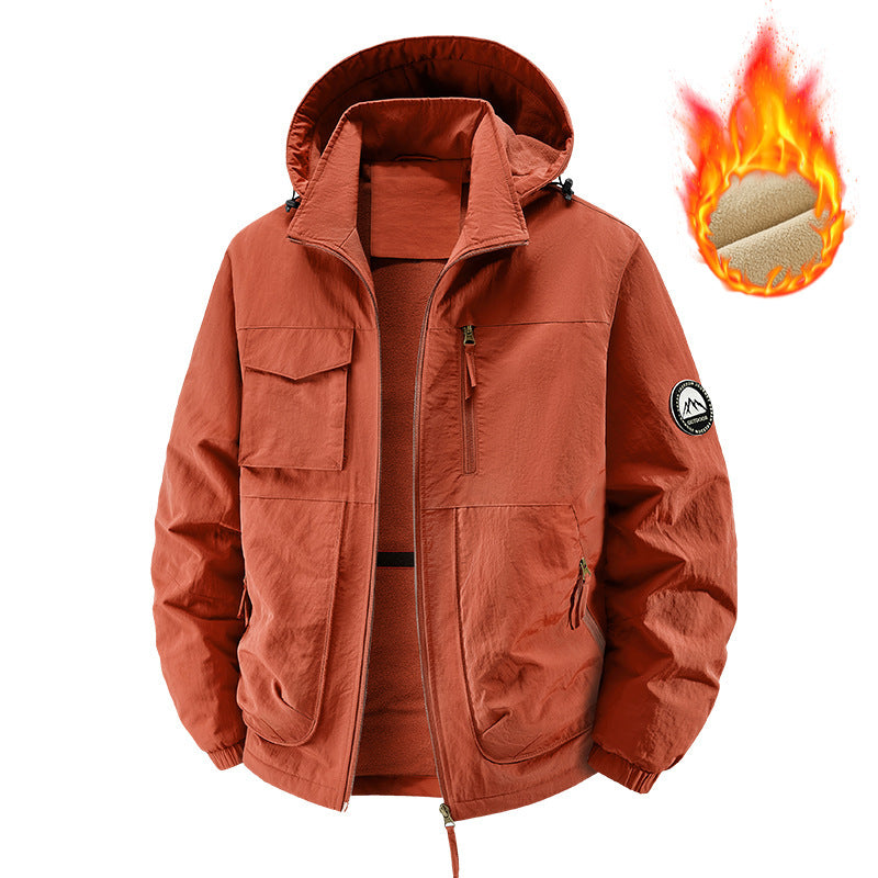Herren Gefütterte Outdoorjacke mit Fleece-Innenfutter und multifunktionalen Utility-Taschen Nord Taschen