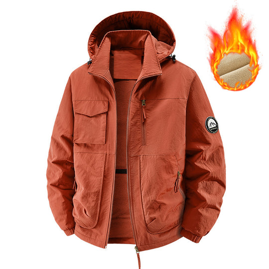 Herren Gefütterte Outdoorjacke mit Fleece-Innenfutter und multifunktionalen Utility-Taschen Nord Taschen