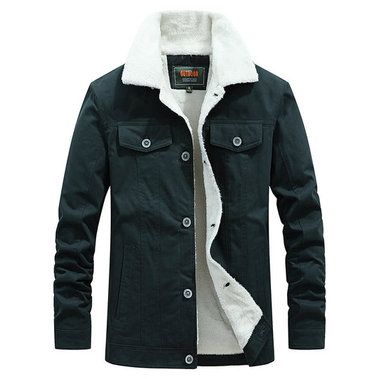Herren Canvas-Truckerjacke mit wärmender Teddyfleece-Innenfütterung und klassischem Hemdkragen Nord Taschen