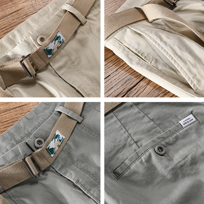 Herren Baumwoll-Chino mit Webgürtel und konischem Bein Nord Taschen