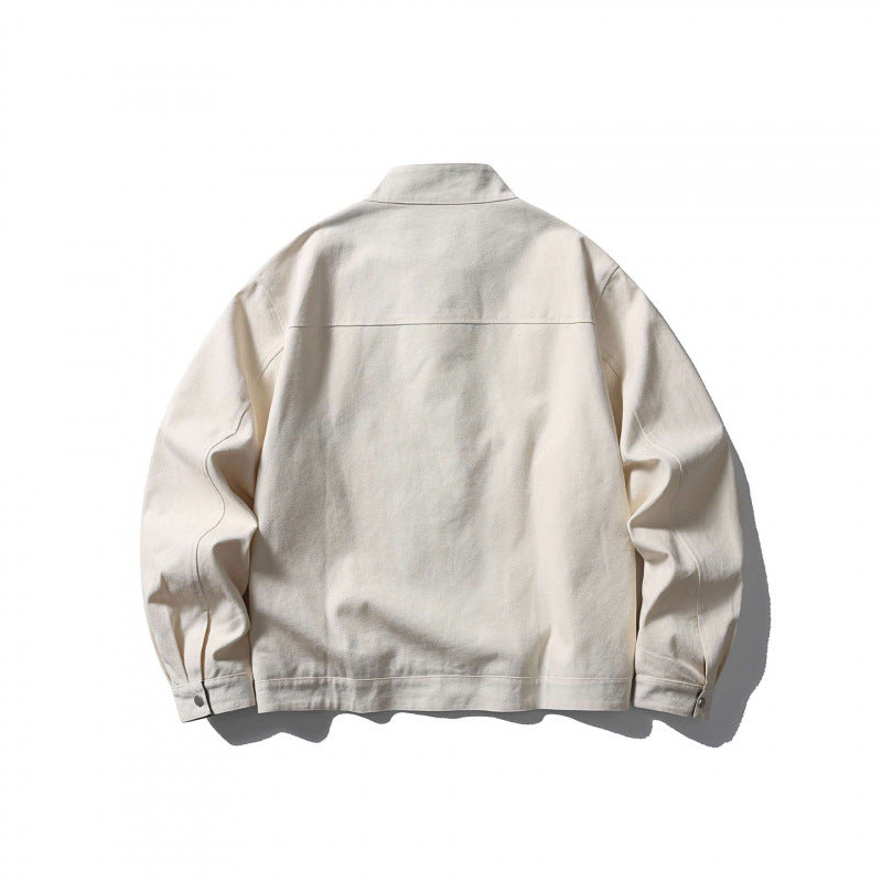 Herren leichte Baumwoll-Canvas Jacke mit Stehkragen und kariertem Innenfutter Nord Taschen