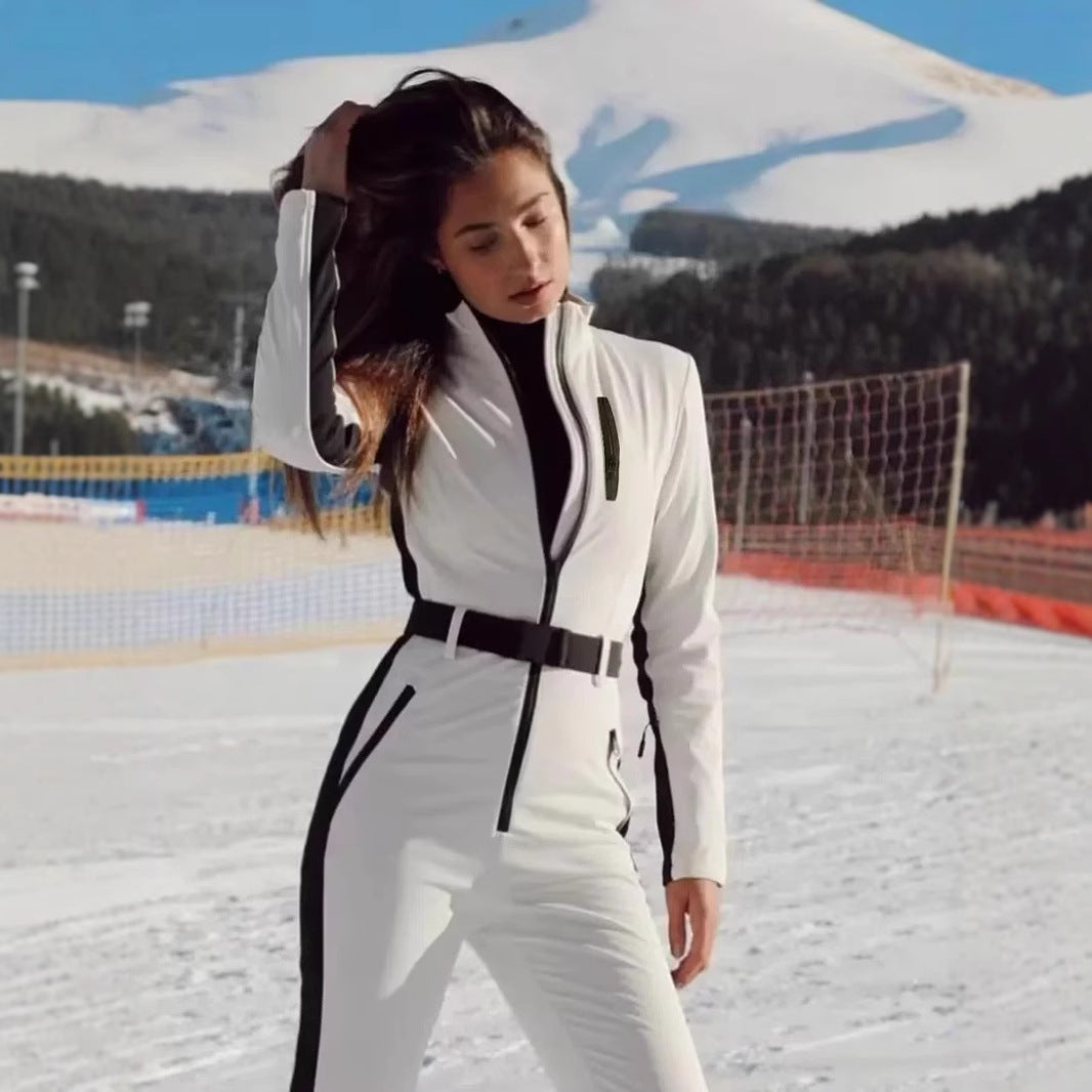 Damen 200+ taillierter Skioverall mit Taillengürtel und winddichter Funktionsmembran Nord Taschen