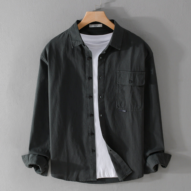Herren Vielseitiges Baumwoll-Overshirt mit aufgesetzter Klappentasche und entspanntem Schnitt Nord Taschen