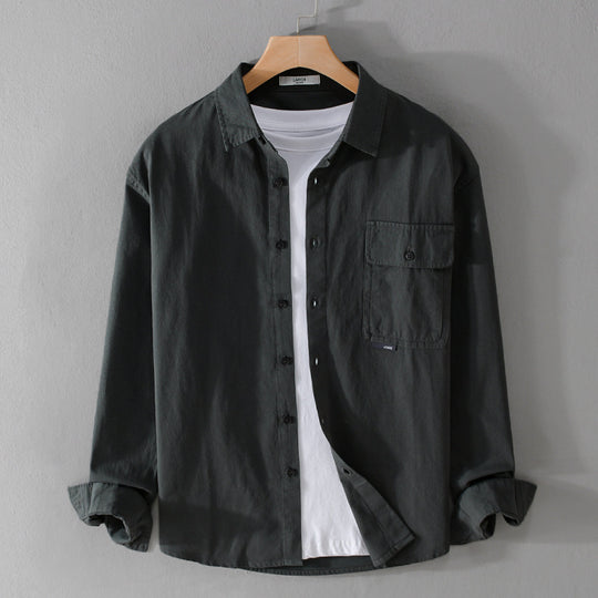 Herren Vielseitiges Baumwoll-Overshirt mit aufgesetzter Klappentasche und entspanntem Schnitt Nord Taschen