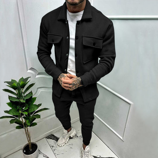Herren Utility-Overshirt aus French-Terry mit Pattentaschen und Druckknopfverschluss Nord Taschen