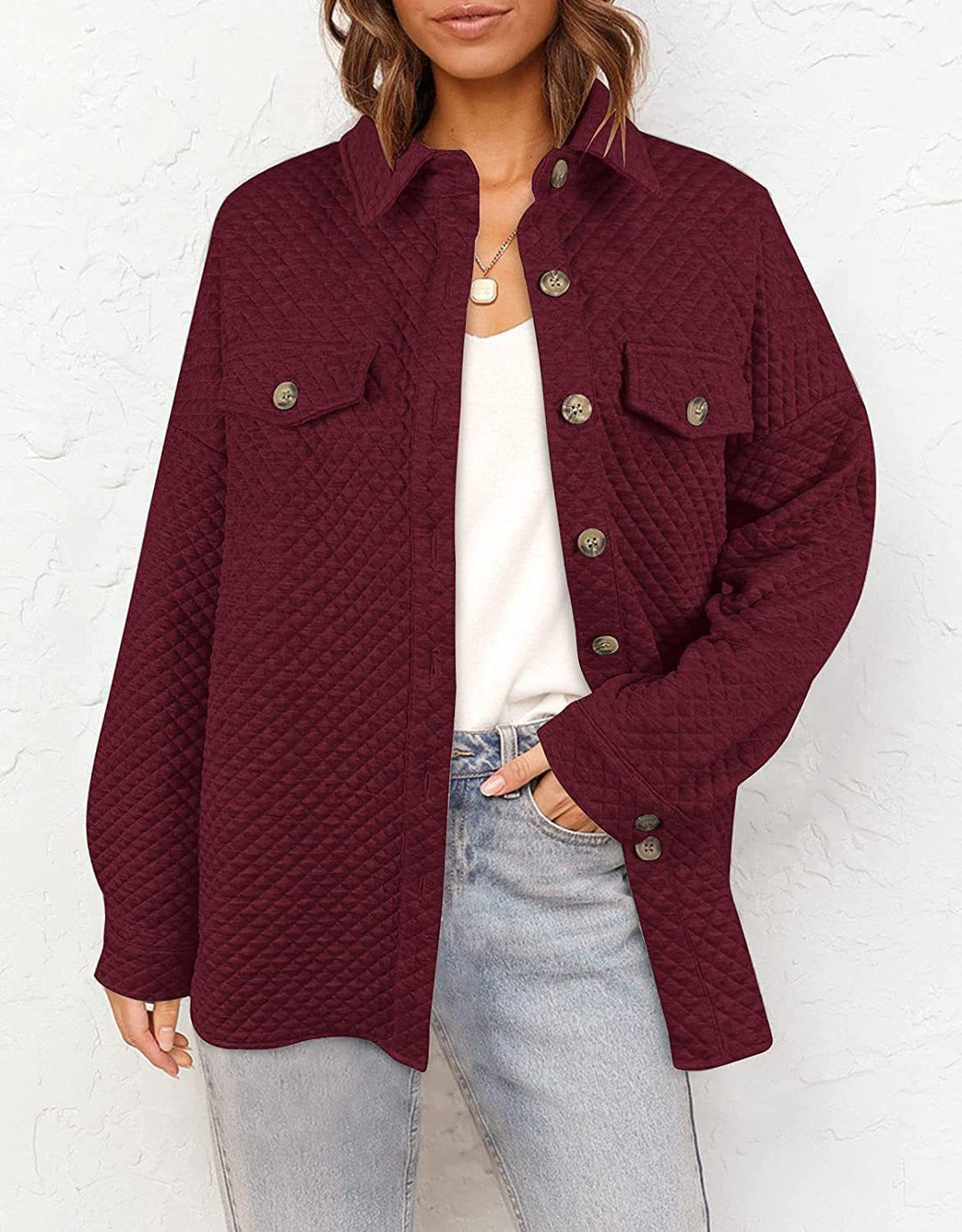 Damen Stepp-Hemdjacke mit kastiger Oversize-Passform und aufgesetzten Brusttaschen Nord Taschen