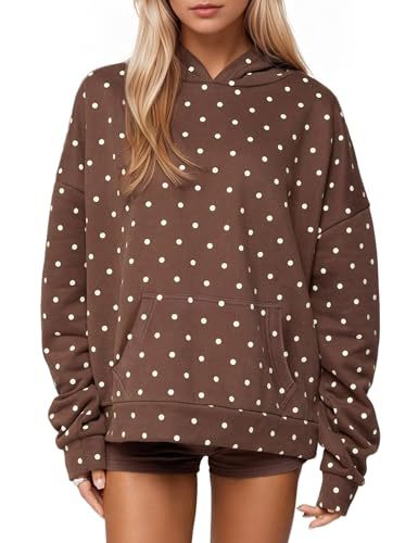 Damen Gepunkteter Oversize-Kapuzenpullover mit Kängurutasche Nord Taschen