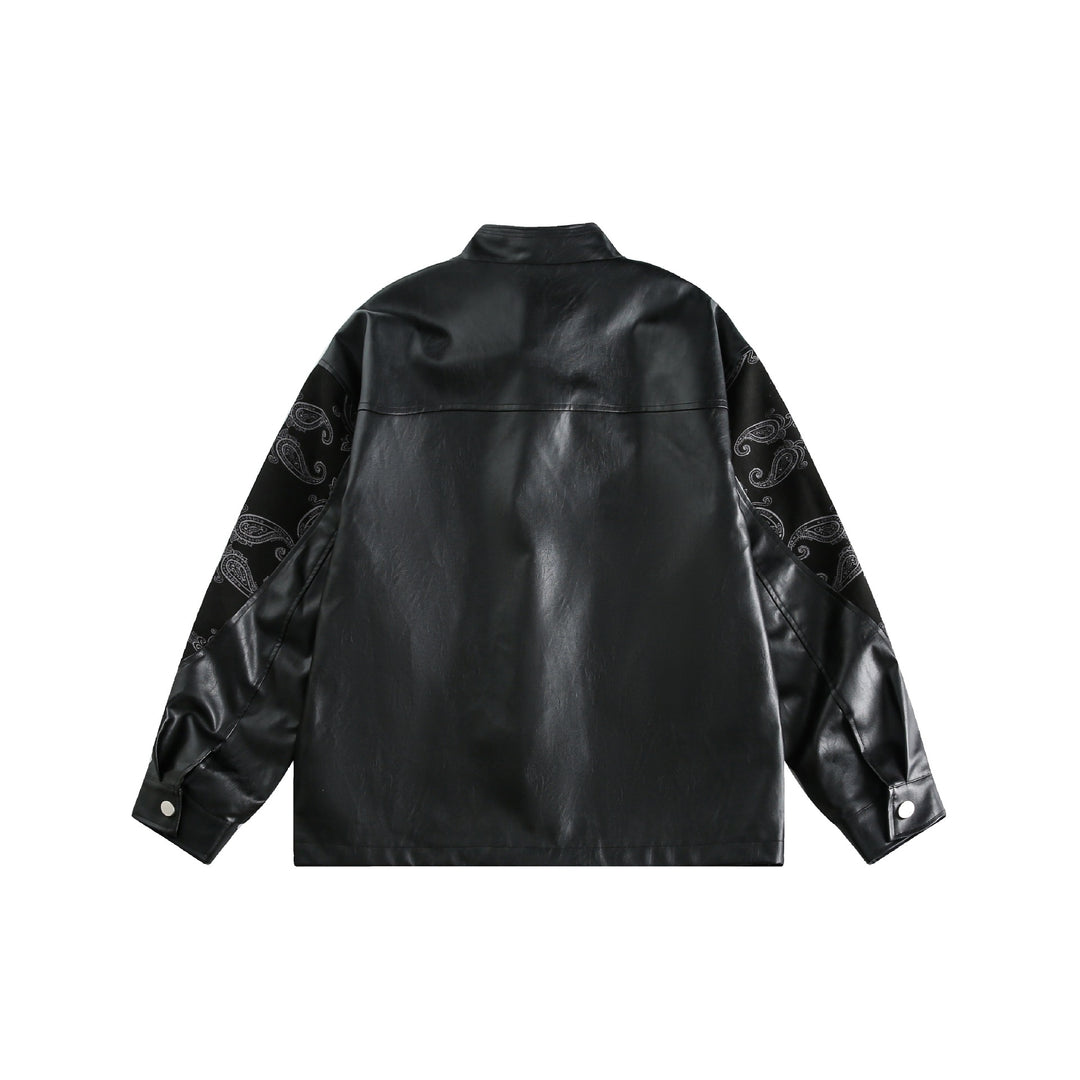 Unisex Kunstleder-Blousonjacke mit Paisley-Ärmeln und Knebelverschlüssen Nord Taschen
