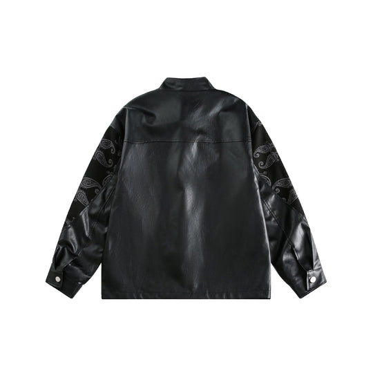 Unisex Kunstleder-Blousonjacke mit Paisley-Ärmeln und Knebelverschlüssen Nord Taschen