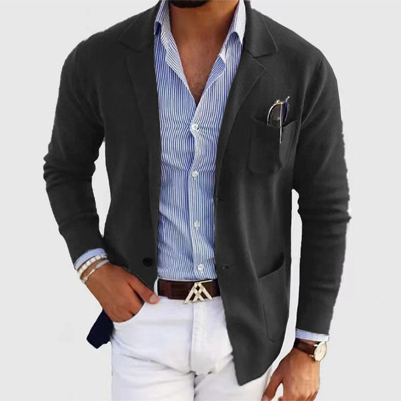 Herren sportlicher Strickblazer mit feiner Struktur und praktischen Taschen