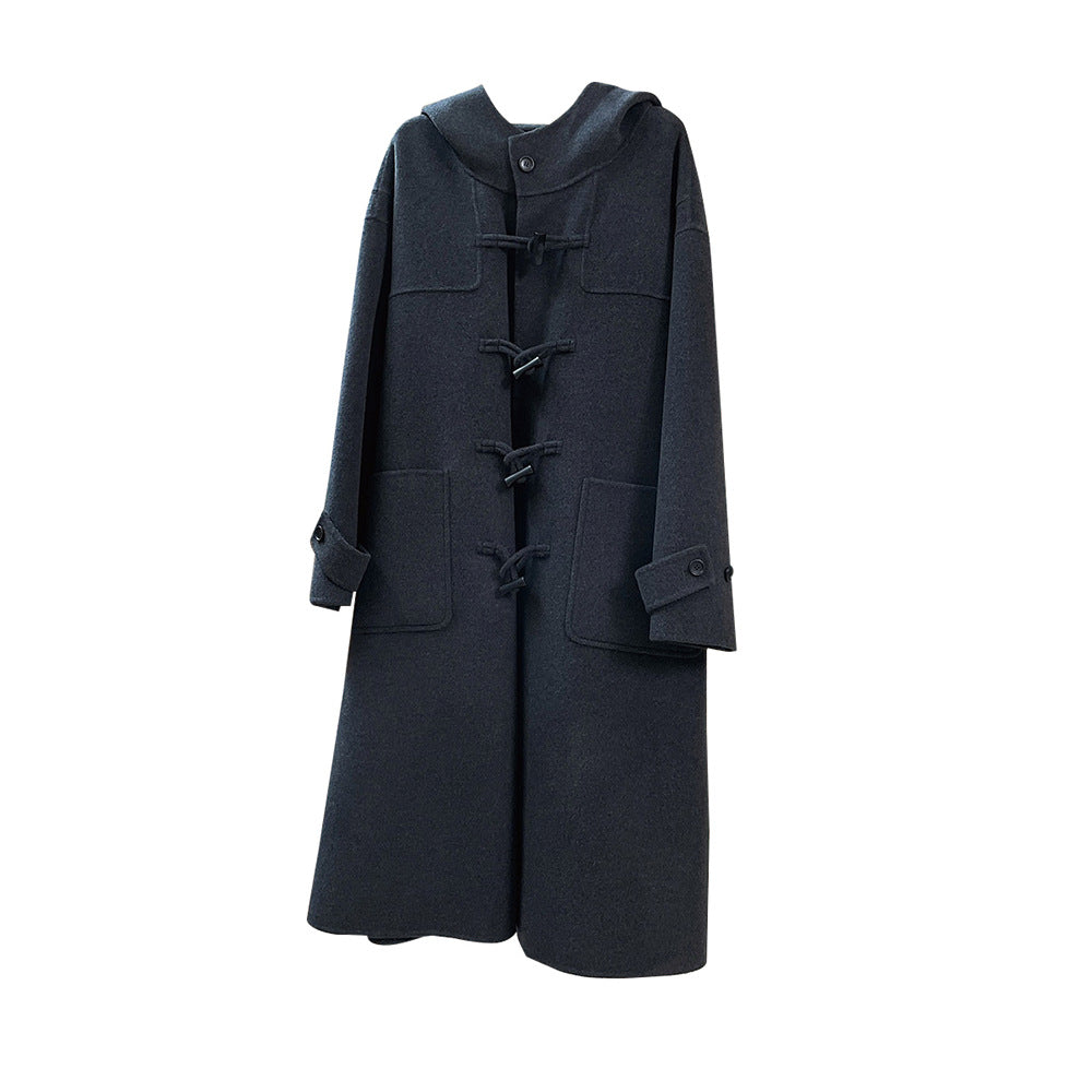 Damen Oversized Dufflecoat aus Wollmix mit Kapuze und Knebelverschlüssen Nord Taschen