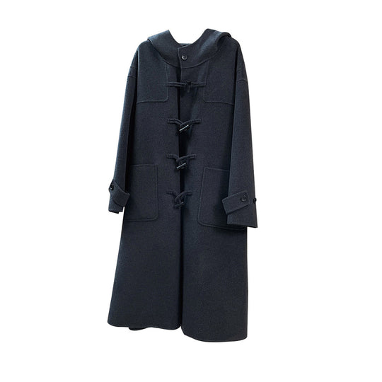 Damen Oversized Dufflecoat aus Wollmix mit Kapuze und Knebelverschlüssen Nord Taschen