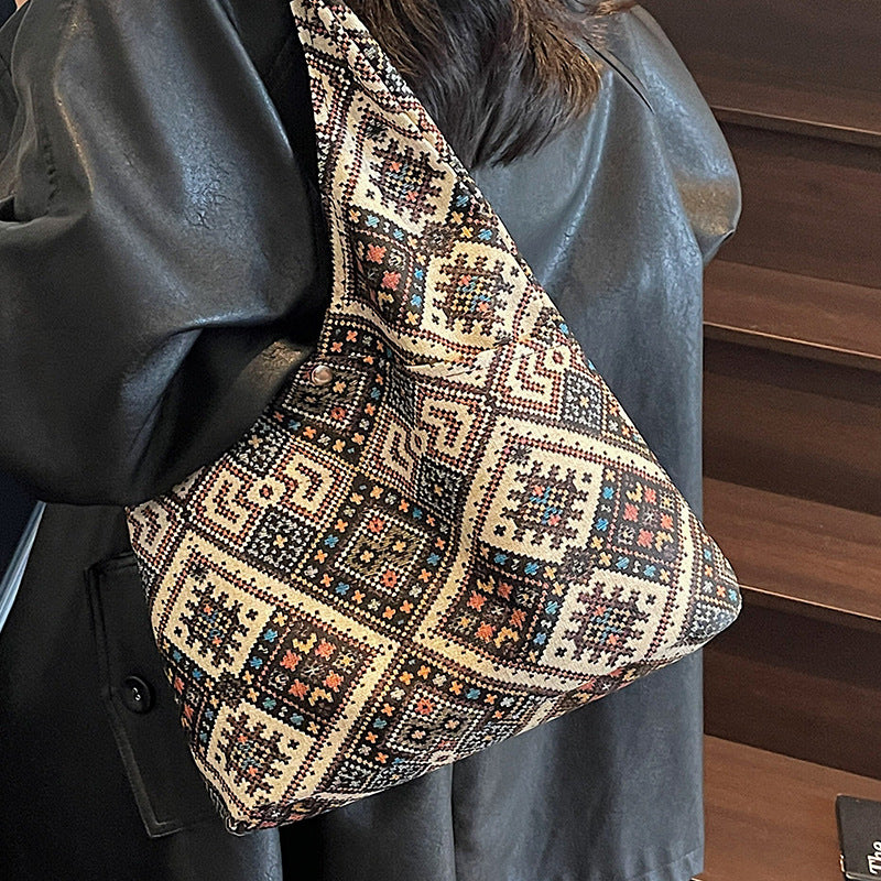 Damen Hobo-Tasche mit geometrischem Strickdesign Nord Taschen