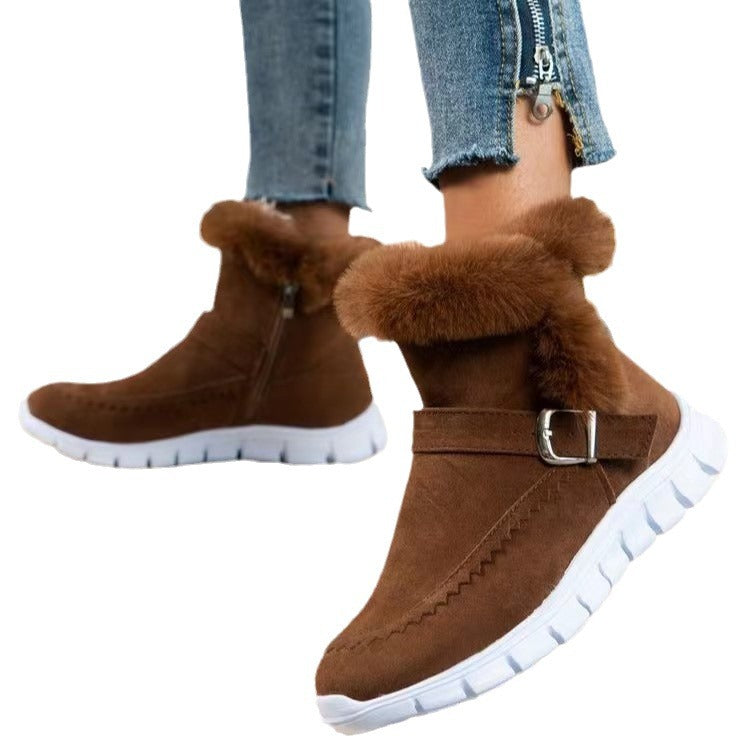 Damen  gefütterte Stiefelette mit Kunstfellkragen, rutschfester Leichtsohle und seitlichem Reißverschluss Nord Taschen