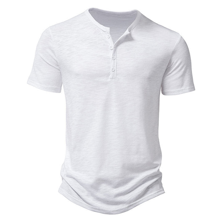 Herren Kurzarm-Henley-Shirt mit klassischem Knopfdesign