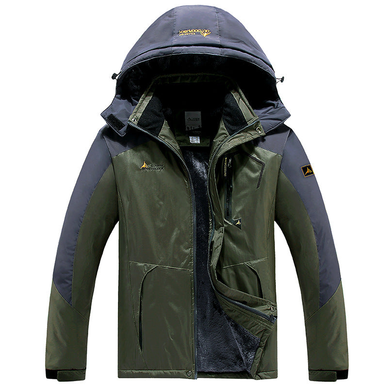 Herren Wasserdichte gefütterte Outdoor-Skijacke mit abnehmbarer Kapuze und Thermofutter Nord Taschen