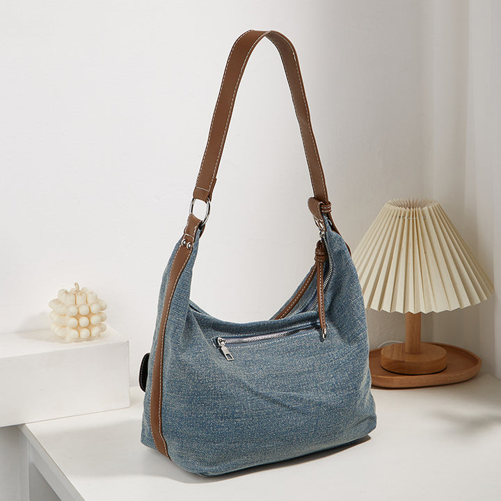 Damen Hobo-Tasche aus hochwertigem Denim mit weichem Kunstlederakzent Nord Taschen