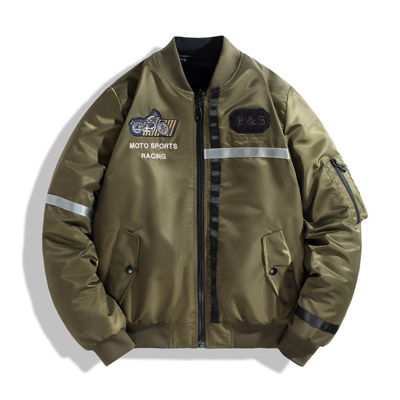 Herren Bomberjacke im Fliegerjackenstil mit reflektierenden Streifen, Utility‑Taschen und leichter Thermofütterung Nord Taschen