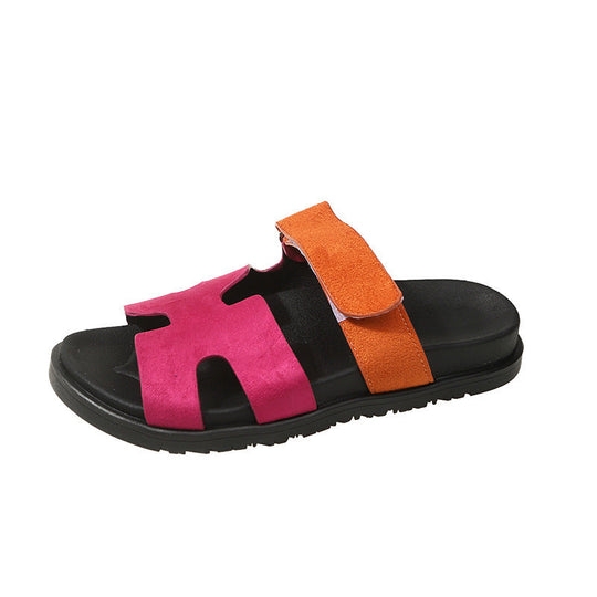 Damen komfortable Veloursleder-Sandalen mit verstellbarem Klettverschluss und rutschfester Sohle Nord Taschen