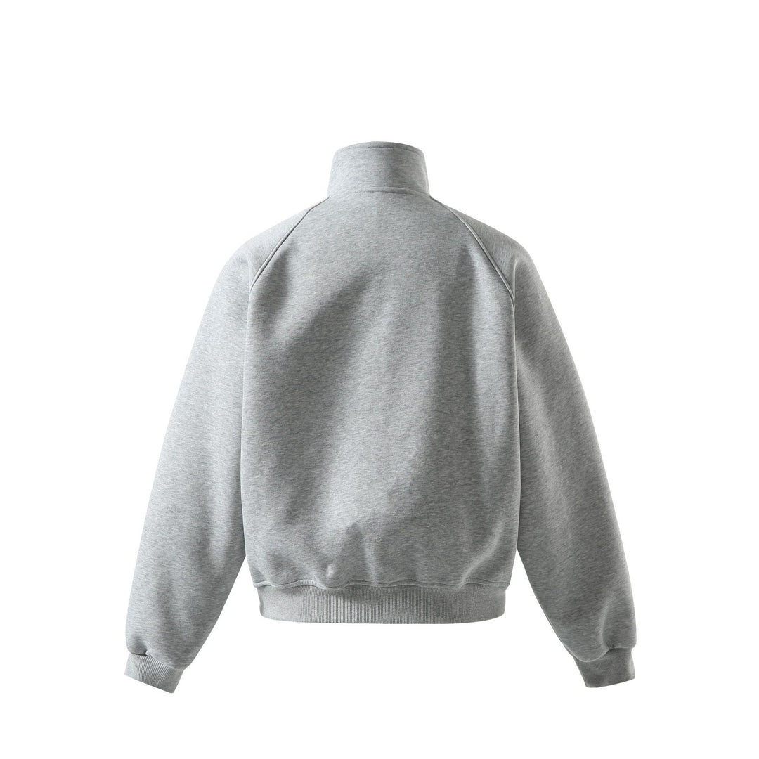 Unisex Kurz geschnittene Sweatblousonjacke mit hohem Stehkragen und Druckknopf‑Riegel Nord Taschen