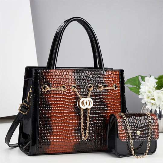 Damen Handtaschen-Set mit elegantem Krokodilleder-Look und abnehmbarer Mini-Clutch Nord Taschen