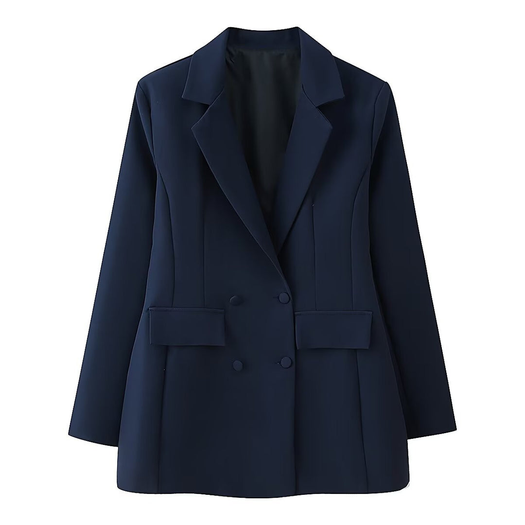 Damen taillierter Doppelreiher-Blazer mit Pattentaschen und Wiener Nähten Nord Taschen