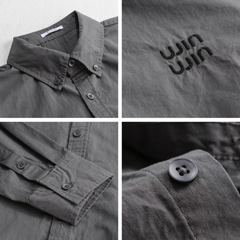 Herren Baumwoll-Overshirt-Hemdjacke mit dezenter Logo-Stickerei und entspanntem Schnitt Nord Taschen