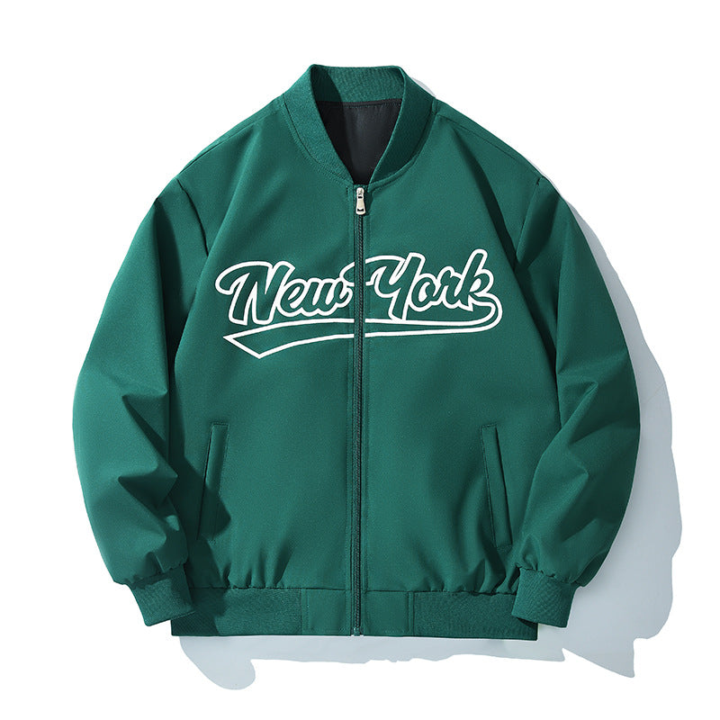 Herren Bomberjacke im College-Stil mit Script-Frontprint und Rippbündchen Nord Taschen