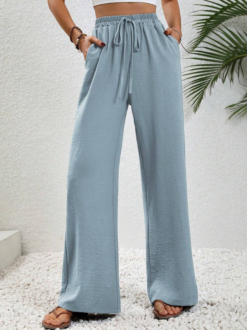 Damen Leichte Palazzo-Hose mit Gummibund, Tunnelzug und Seitentaschen Nord Taschen