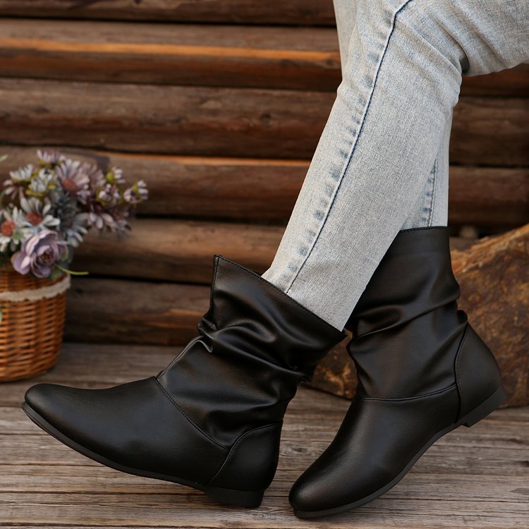 Damen modische Stiefeletten mit elegantem Rüschendesign und weichem Obermaterial