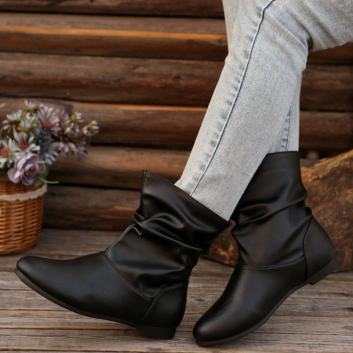Damen modische Stiefeletten mit elegantem Rüschendesign und weichem Obermaterial
