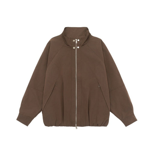 Damen Leichte Raglan-Bomberjacke mit Stehkragen und elastischem Saum Nord Taschen