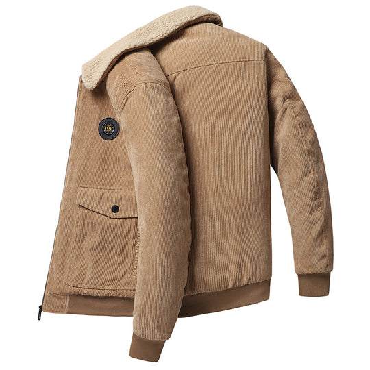 Herren Kord-Bomberjacke mit Teddykragen, Rippbündchen und Multifunktions-Taschen Nord Taschen