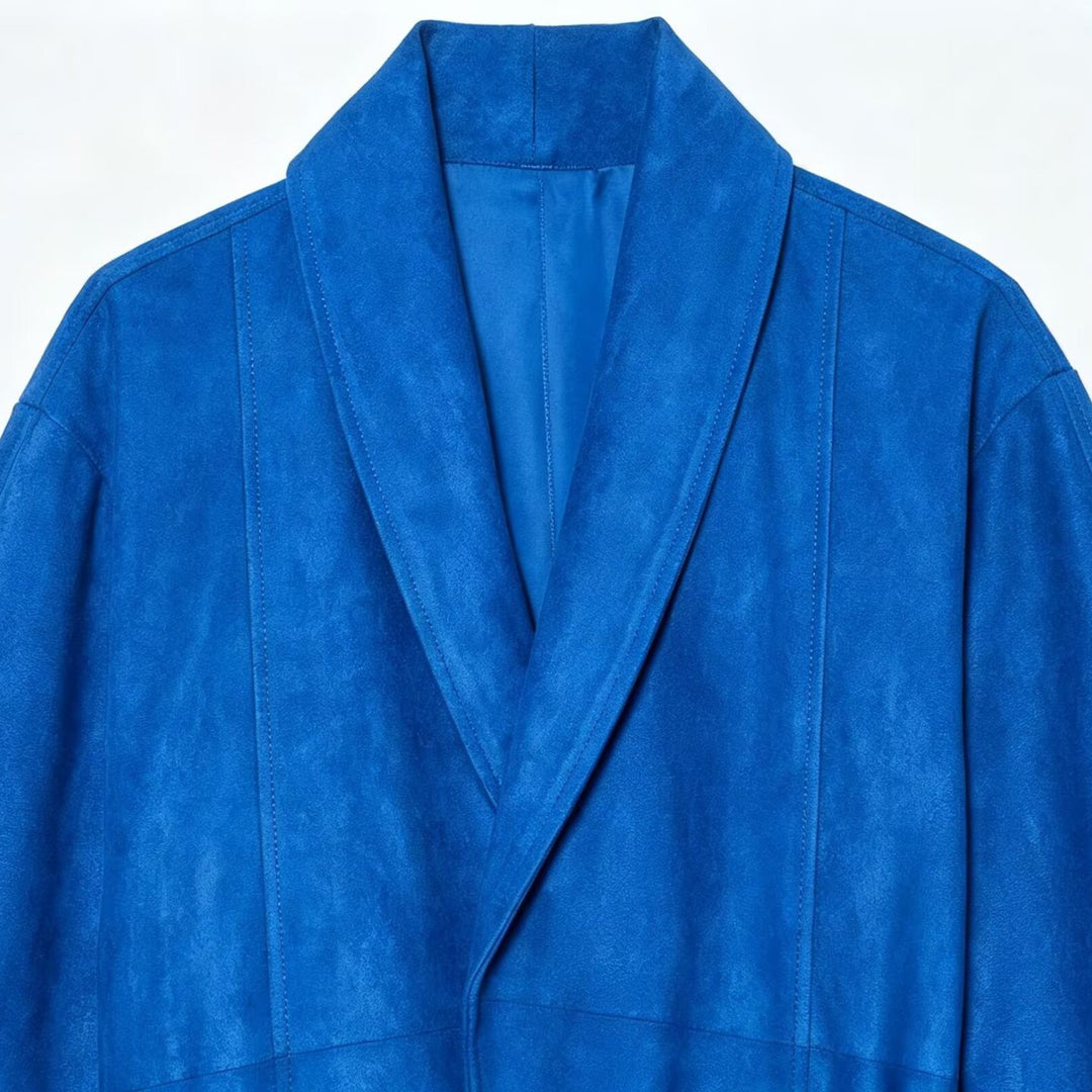Damen Kurzjacke im Kimono‑Stil aus Veloursoptik mit Schalkragen und Bindegürtel Nord Taschen