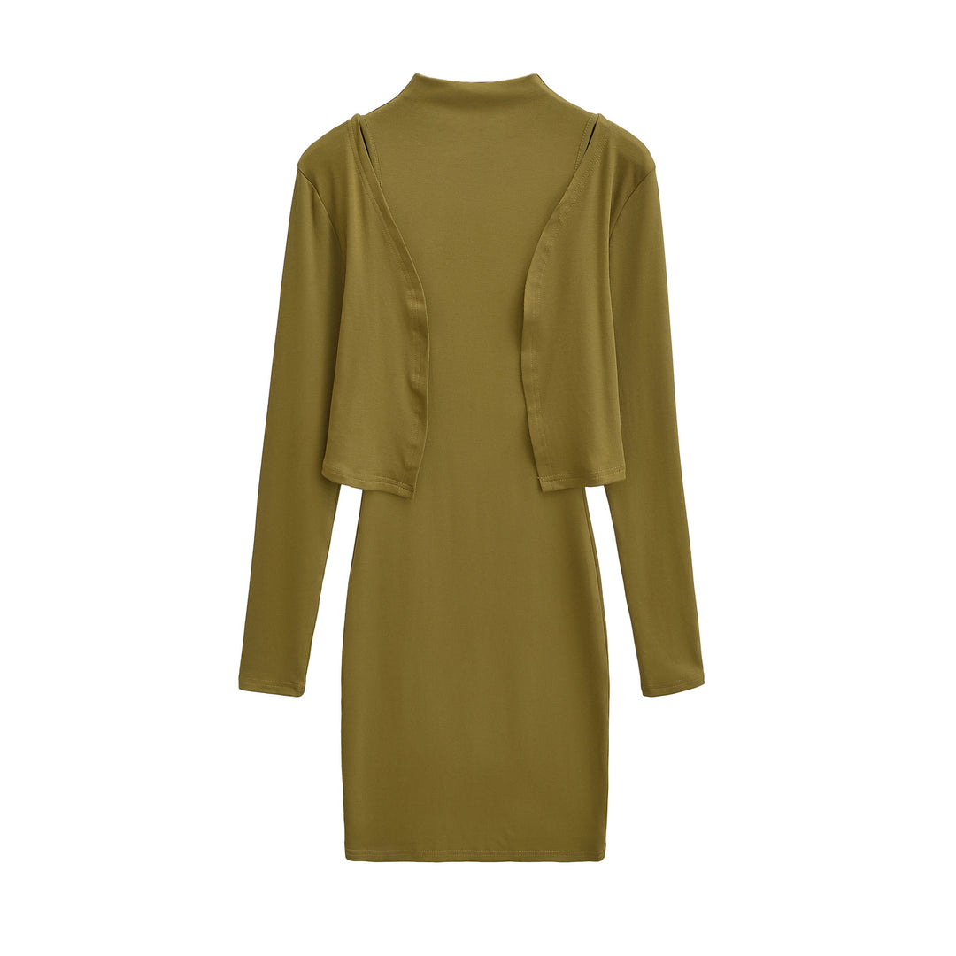 Damen Figurnahes Midikleid mit integriertem Bolero und Stehkragen Nord Taschen