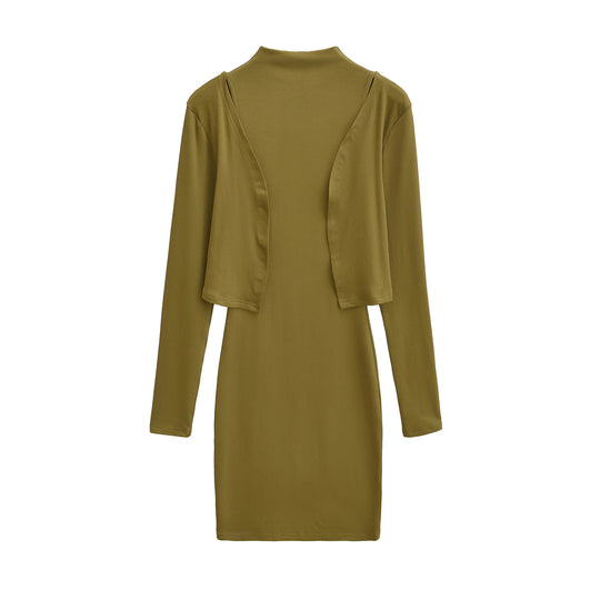 Damen Figurnahes Midikleid mit integriertem Bolero und Stehkragen Nord Taschen