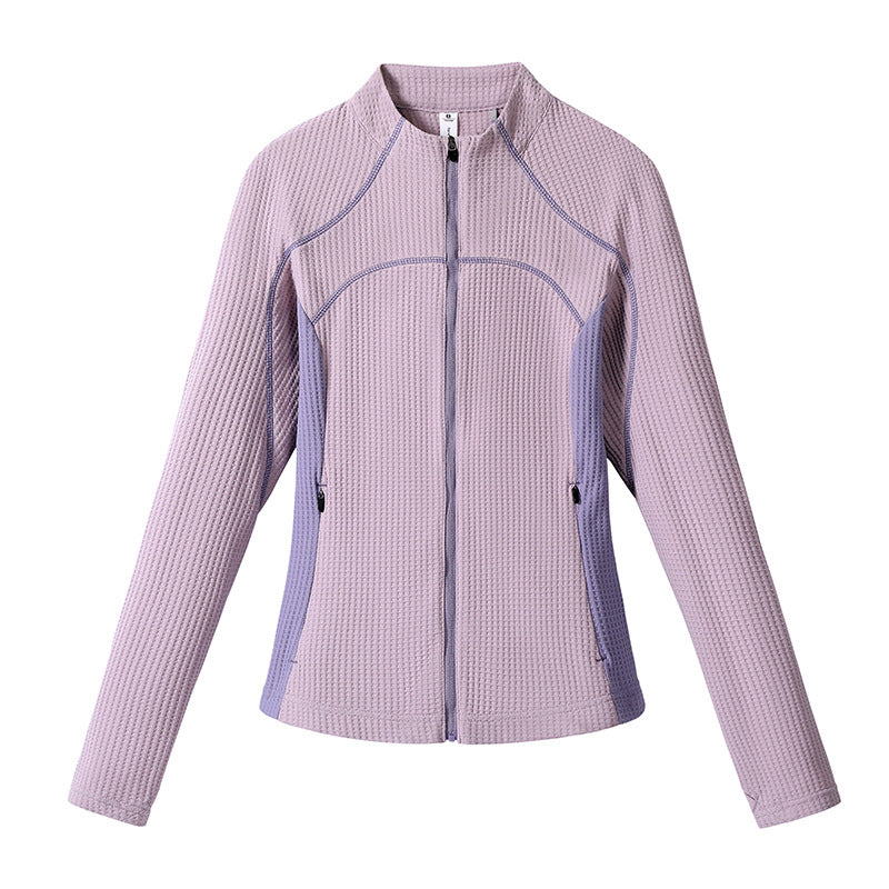 Damen Waffelstruktur-Funktionsjacke mit durchgehendem Reißverschluss, Stehkragen und Kontrast-Seiteneinsätzen Nord Taschen