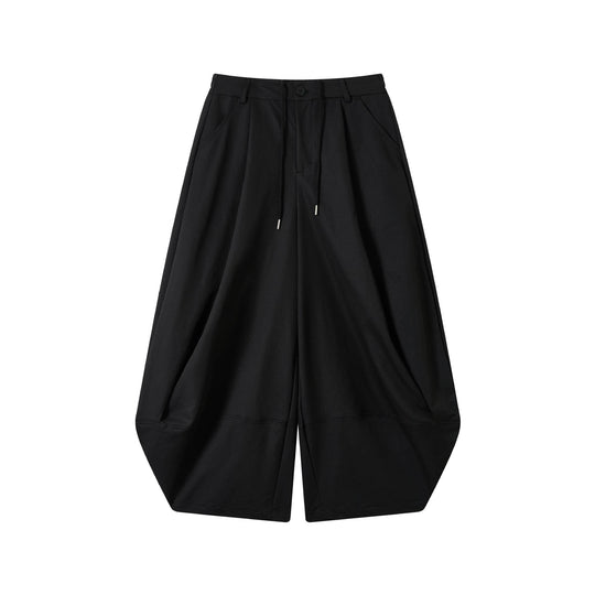Damen Weite High-Waist Bermuda-Hose mit Bundfalten und Kordel Nord Taschen