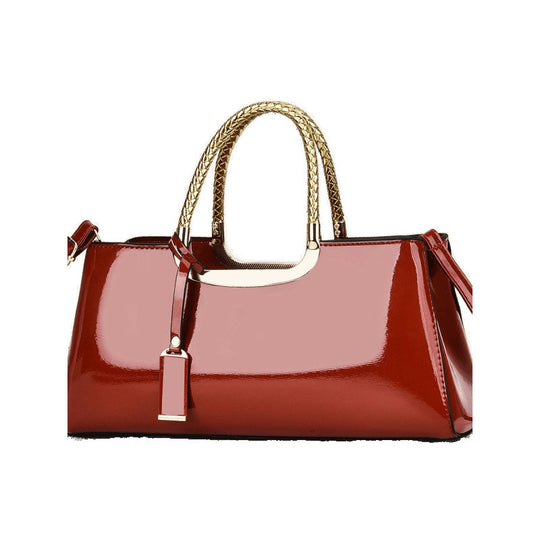 Damen elegante Schultertasche aus hochwertigem Kunstleder mit glänzendem Finish Nord Taschen