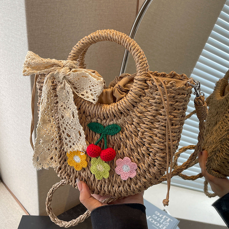 Damen bezaubernde Tragetasche mit floralem Dekor und elegantem Spitzenband Nord Taschen