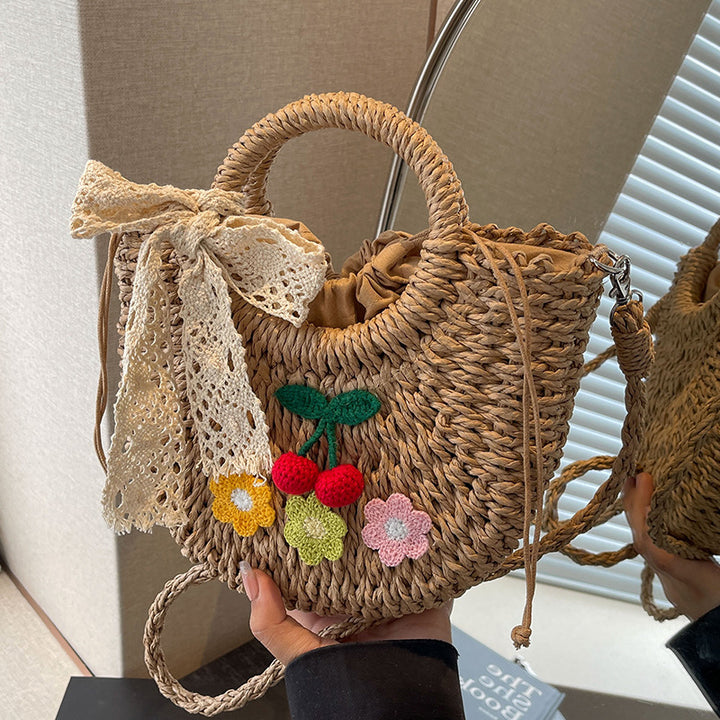 Damen bezaubernde Tragetasche mit floralem Dekor und elegantem Spitzenband Nord Taschen