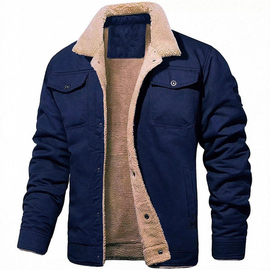 Herren Sherpa-gefütterte Canvas-Truckerjacke mit Brusttaschen Nord Taschen