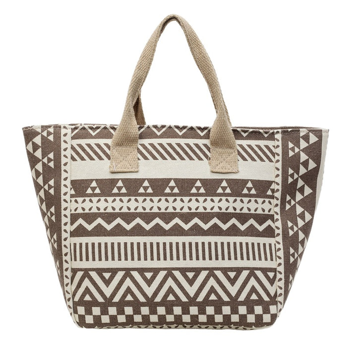 Damen Jute-Tragetasche mit modernem grafischen Design und stabilen Griffen Nord Taschen