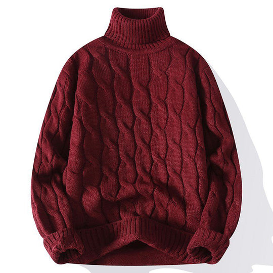 Damen Grobgestrickter Rollkragenpullover mit Zopfmuster und Oversize-Schnitt Nord Taschen