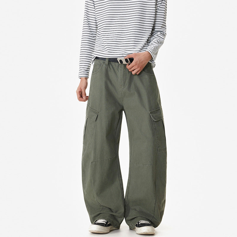 Herren Weite Workwear-Cargo-Palazzohose aus Baumwoll-Canvas mit verstärkten Kniepartien und geräumigen Klappentaschen Nord Taschen