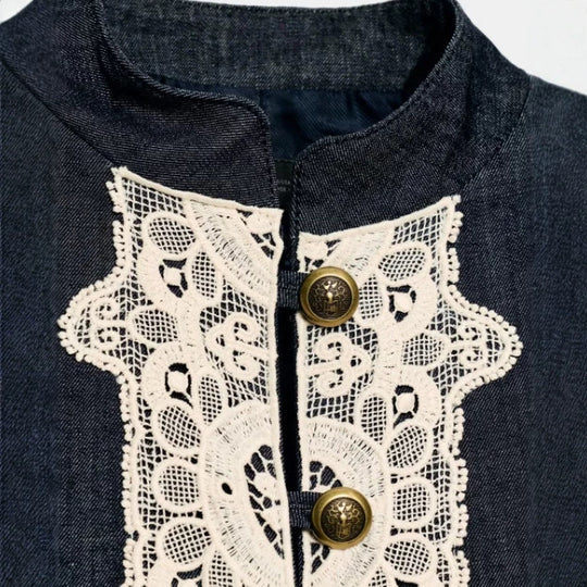 Damen Kurzblazer im Bolero‑Stil mit Spitzenbesatz und Stehkragen Nord Taschen